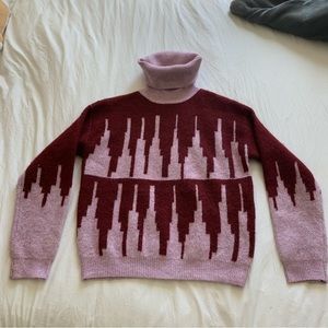 Urban Outfitters Vibrant Pink and Burgundy Turtle Neck